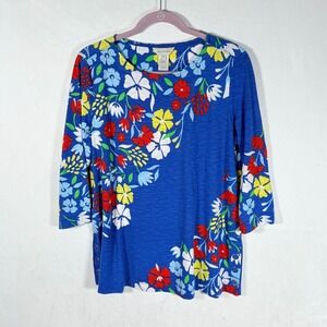 Multiples Womens Floral Print Button Detail 3/4 Sleeve Tunic Top‎